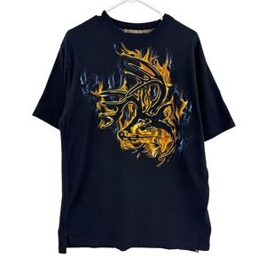 Legendary Whitetails Mens Flaming Deer Skull Graphic T-Shirt Black Large